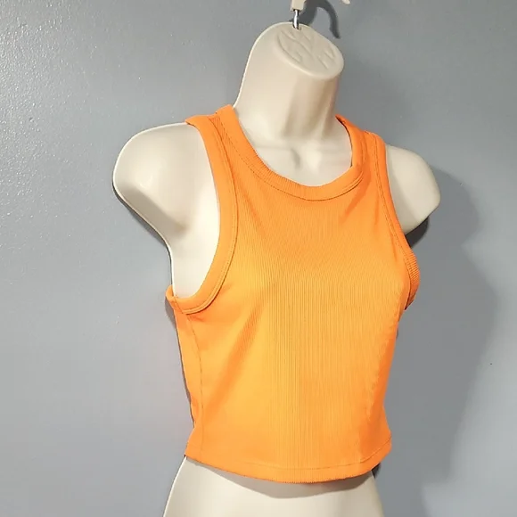 H&M Vibrant Orange Tank Vest Cropped Top - Picture 9 of 17